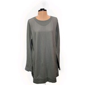 J. Jill Fit Double Knit Trimmed Tunic Sweatshirt Pullover Green Size Medium Long
